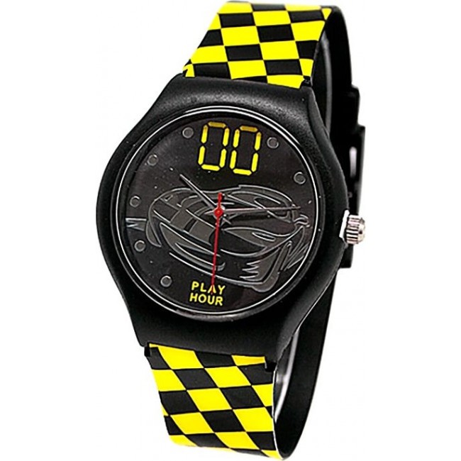 часы Kawaii Factory Часы "Link - Race" Черно-желтая клетка - фото №1