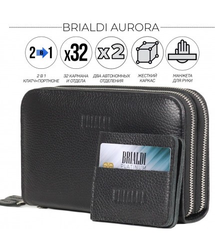 Клатч Brialdi Aurora Relief black Черный- фото №1