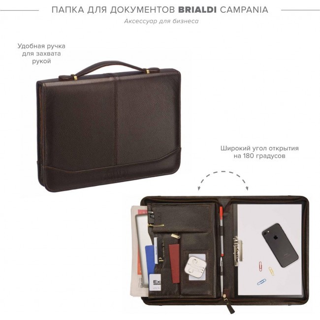 Мужская сумка Brialdi Campania Рельефный коричневый - фото №3