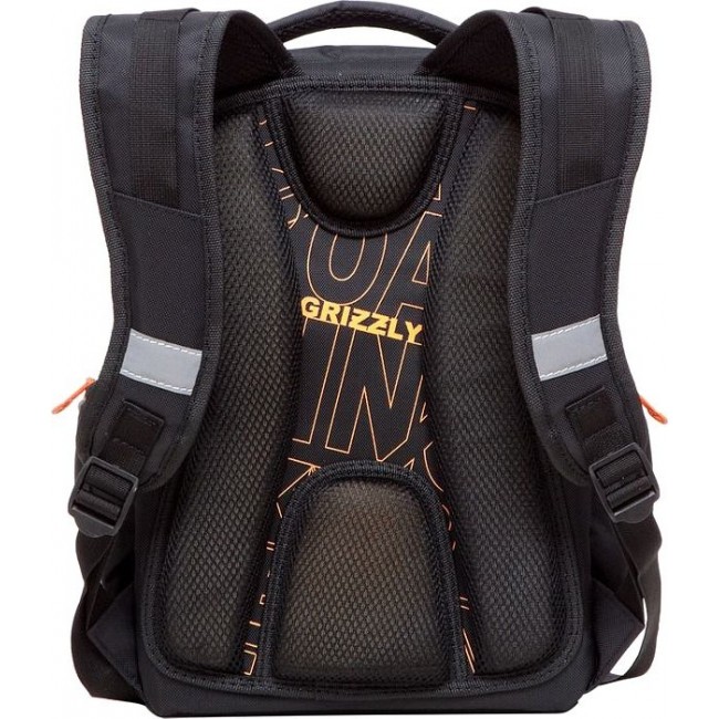 Школьный рюкзак для подростка Grizzly RB-630-2 черный - оранжевый - фото №3
