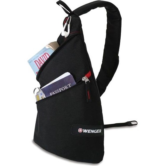 Городской рюкзак на одно плечо Wenger SLING BAG Черно-красный - фото №5