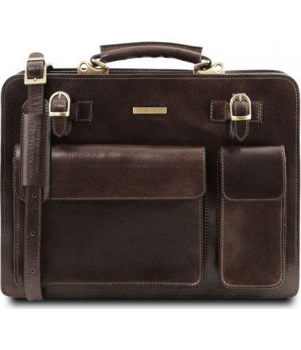 Кожаный портфель Tuscany Leather Venezia TL141268 Темно-коричневый- фото №1