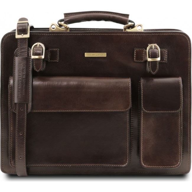 Кожаный портфель Tuscany Leather Venezia TL141268 Темно-коричневый - фото №1