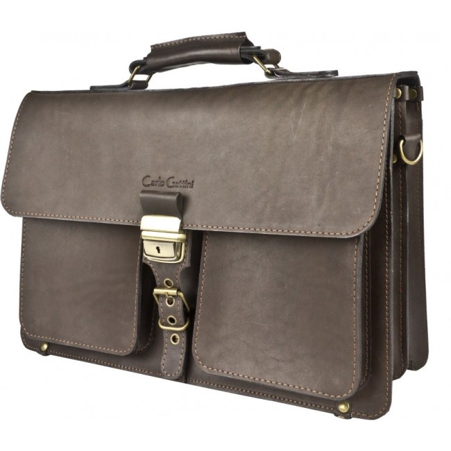 Кожаный портфель Carlo Gattini Soffranco Коричневый Brown - фото №2