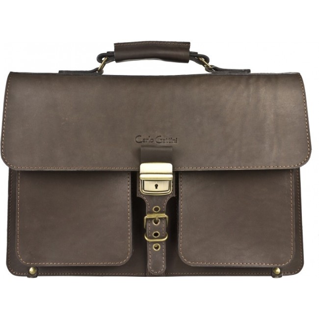 Кожаный портфель Carlo Gattini Soffranco Коричневый Brown - фото №1