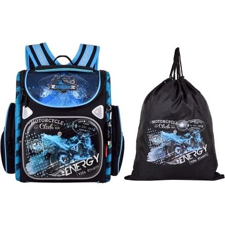 Синий ранец для мальчика Across 197 Мото Энергия - фото №5