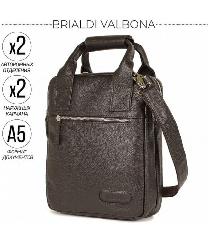 Сумка через плечо Brialdi Valbona Relief Brown Коричневый- фото №1