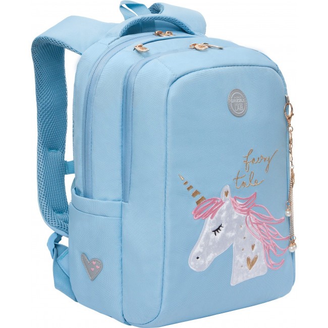Рюкзак школьный Grizzly RG-266-2 голубой - фото №1