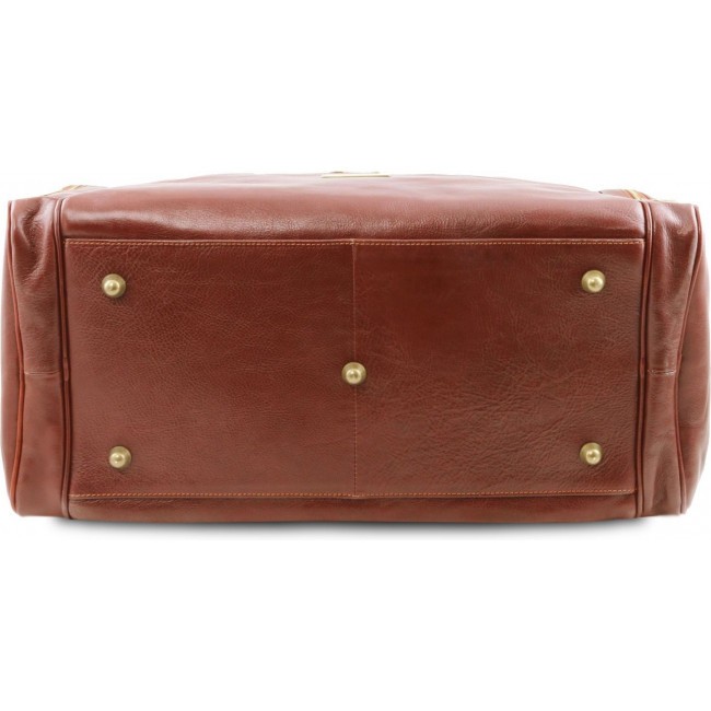 Дорожная кожаная сумка Tuscany Leather Voyager с боковыми карманами большой размер TL141281 Коричневый - фото №3