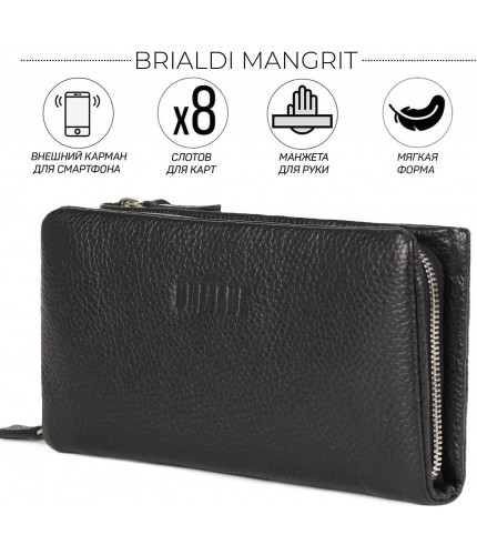 Клатч Brialdi Mangrit Relief black Черный- фото №1