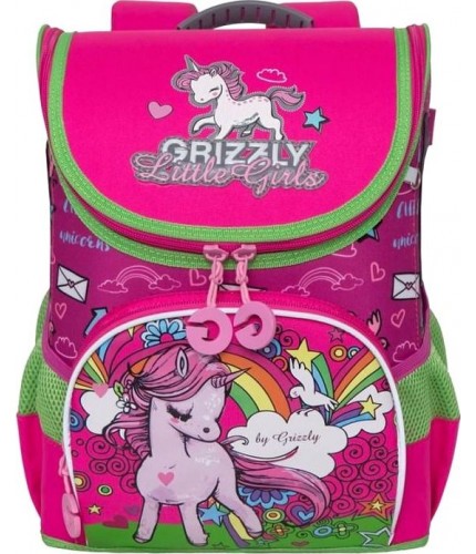 Ранец Grizzly RA-981-2 Единорог (фуксия-жимолость)- фото №1