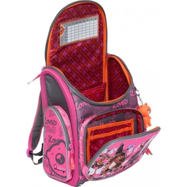 Школьный рюкзак для девочки Orange Bear S-15 Котята и бабочки (розовый с серым) - фото №4