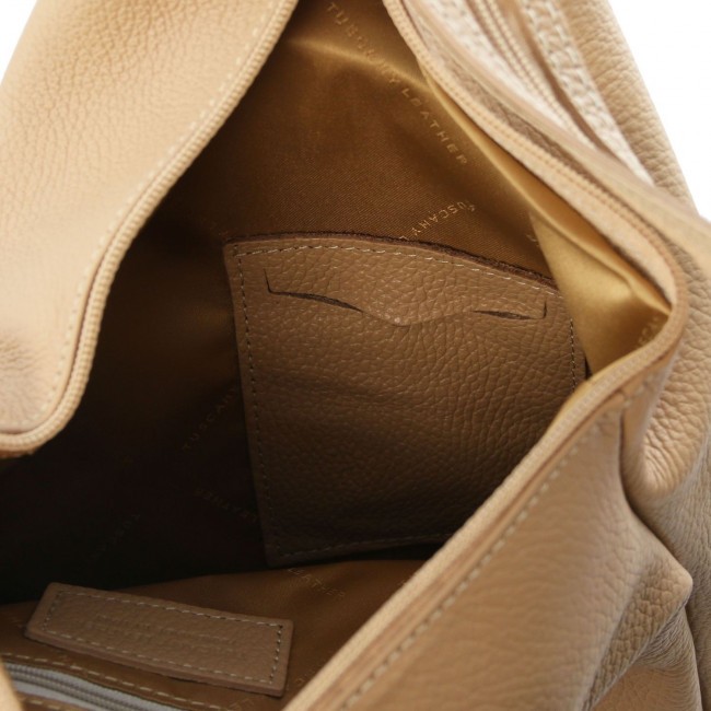 Кожаный рюкзак Tuscany Leather Shanghai TL141881 Champagne - фото №4