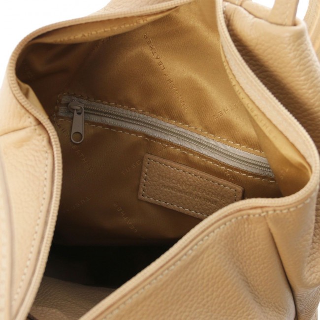 Кожаный рюкзак Tuscany Leather Shanghai TL141881 Champagne - фото №5