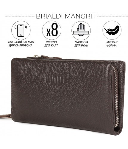 Клатч Brialdi Mangrit Relief brown Коричневый- фото №1