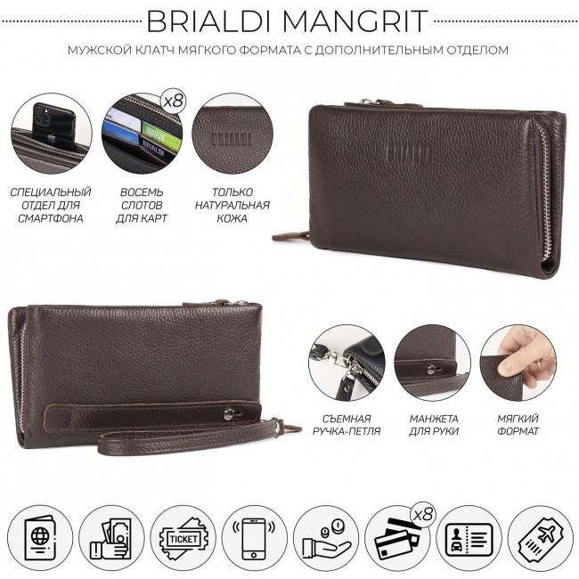 Клатч Brialdi Mangrit Relief brown Коричневый - фото №2