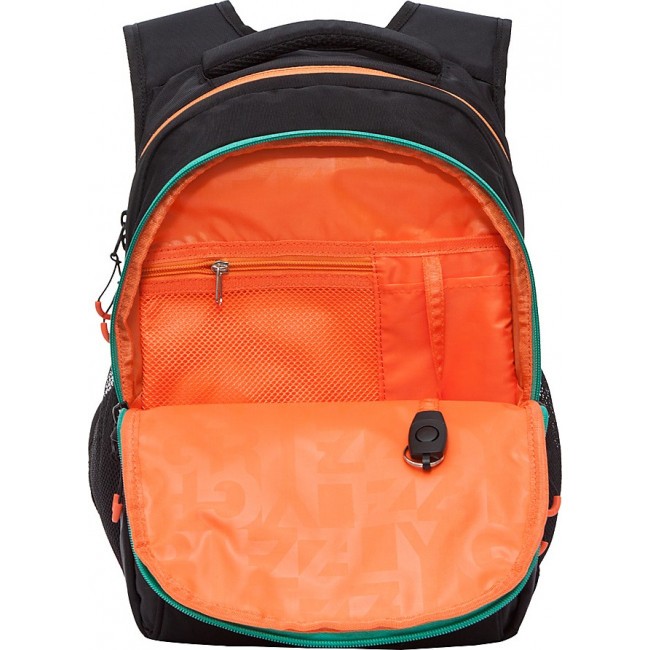 Рюкзак школьный Grizzly RB-150-1 черный-оранжевый - фото №6
