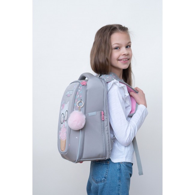 Рюкзак школьный Grizzly RAf-292-8 серый - фото №11