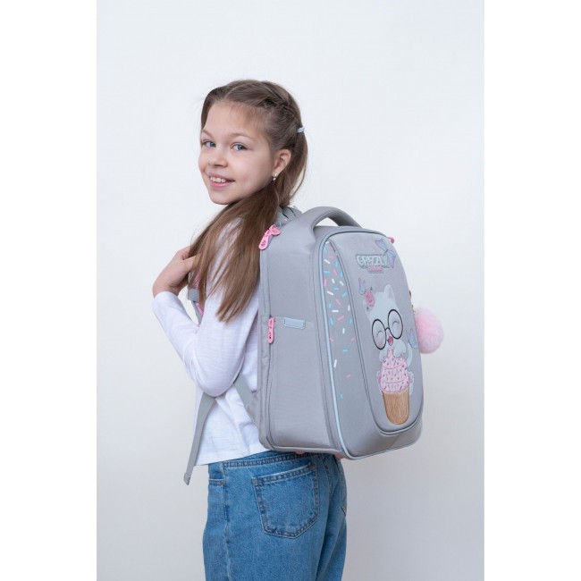 Рюкзак школьный Grizzly RAf-292-8 серый - фото №15