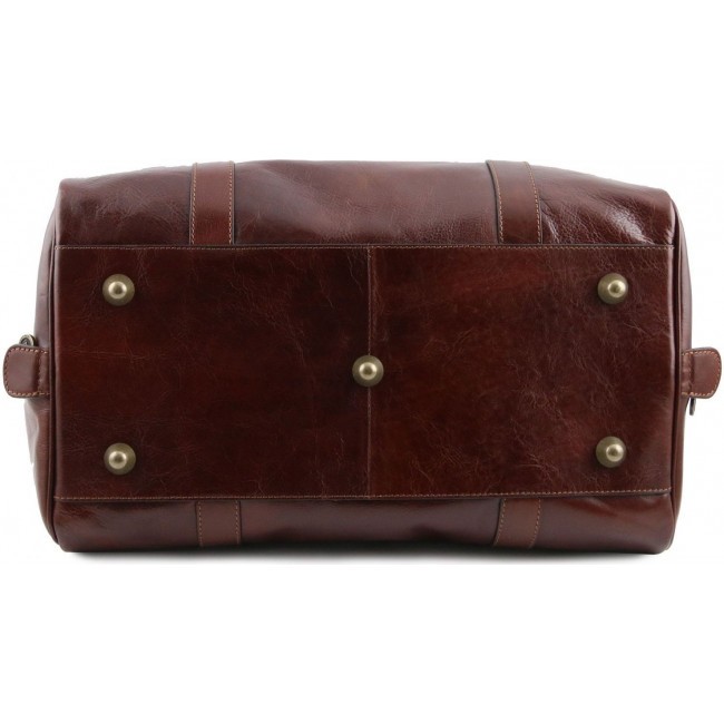 Дорожная кожаная сумка Tuscany Leather Voyager с пряжками малый размер TL141249 Коричневый - фото №4