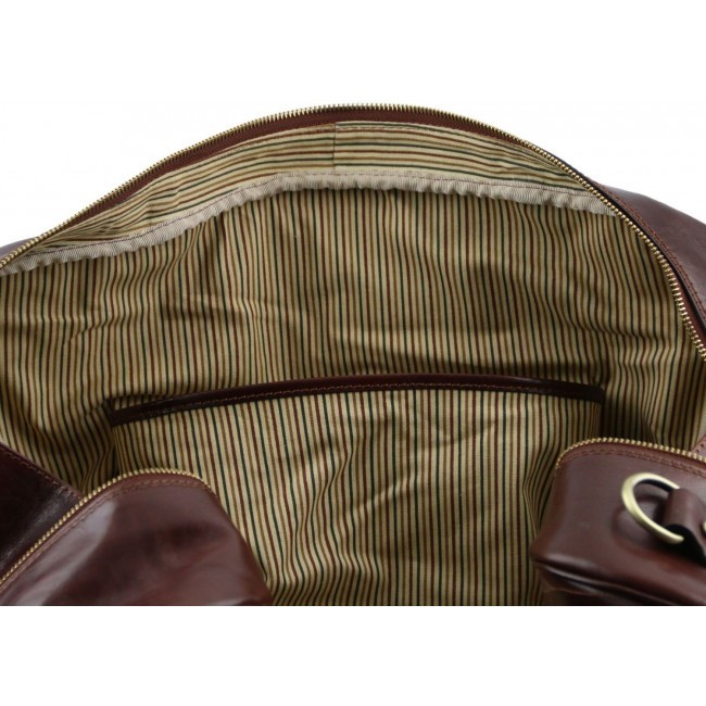 Дорожная кожаная сумка Tuscany Leather Voyager с пряжками малый размер TL141249 Коричневый - фото №8