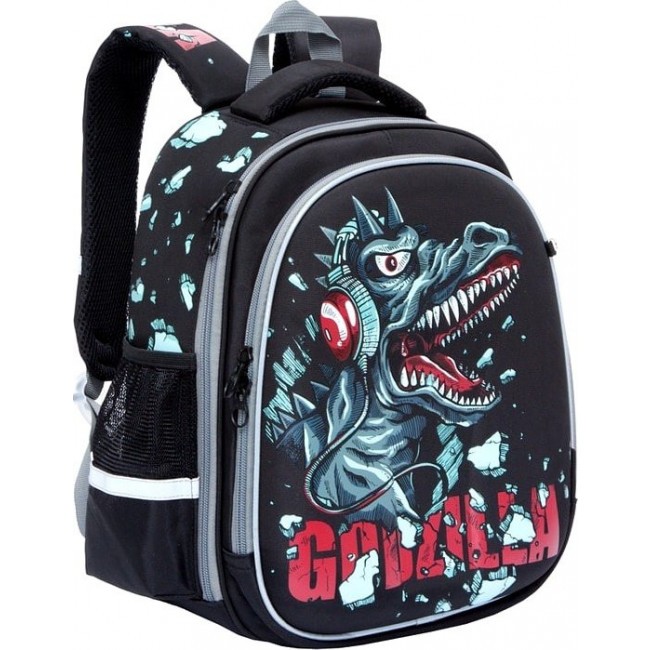 Рюкзак школьный с принтом Grizzly RA-778-7 Годзилла (черный) - фото №2
