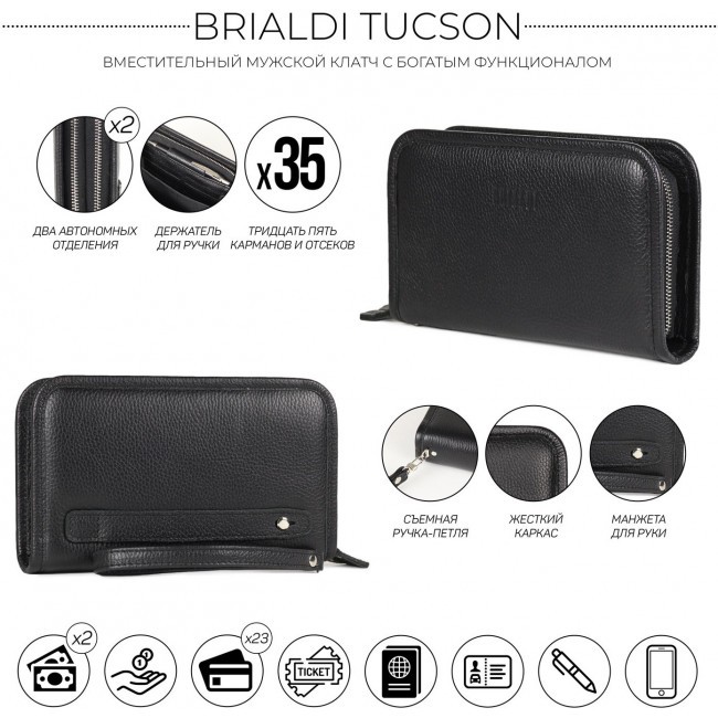 Клатч Brialdi Tucson Relief black Черный - фото №4