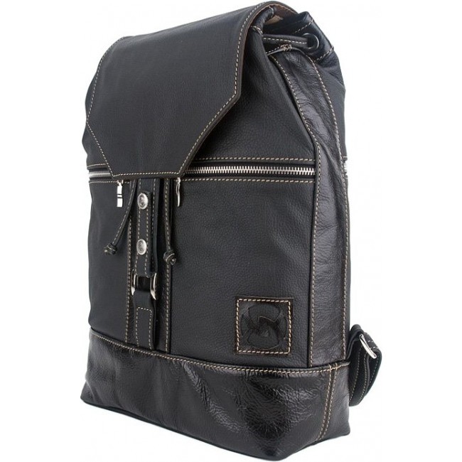 Кожаный рюкзак для города Sofitone RM 002 D4-D5 Черный-Черный лак - фото №1