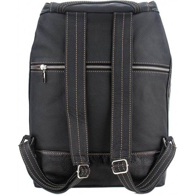 Кожаный рюкзак для города Sofitone RM 002 D4-D5 Черный-Черный лак - фото №4