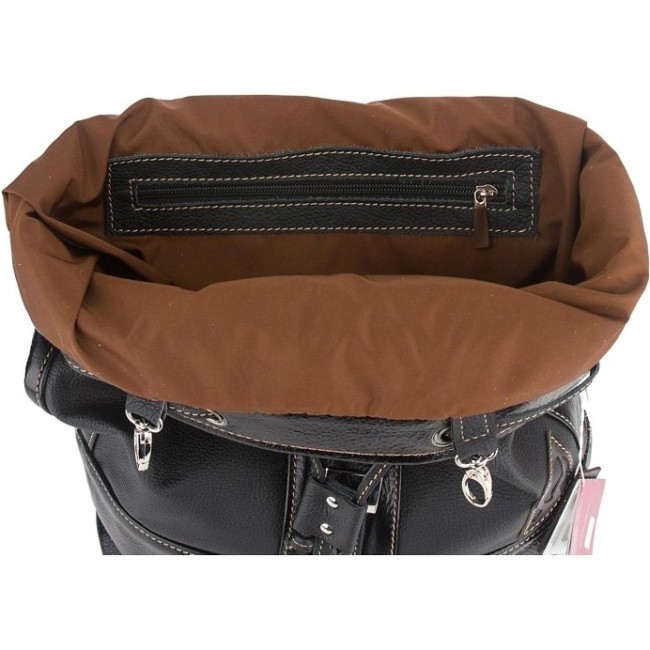 Кожаный рюкзак для города Sofitone RM 002 D4-D5 Черный-Черный лак - фото №5