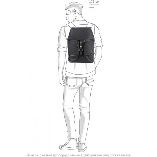 Кожаный рюкзак для города Sofitone RM 002 D4-D5 Черный-Черный лак - фото №6