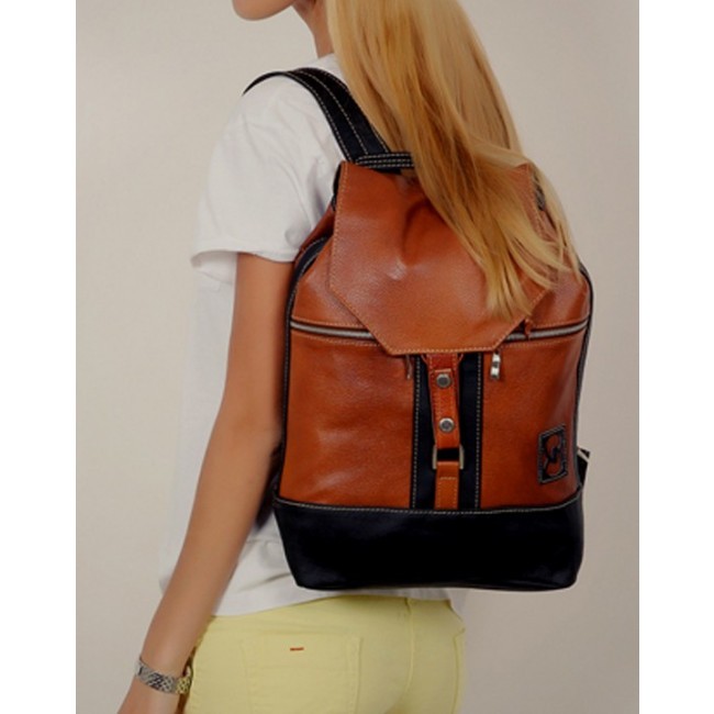 Кожаный рюкзак для города Sofitone RM 002 D4-D5 Черный-Черный лак - фото №8