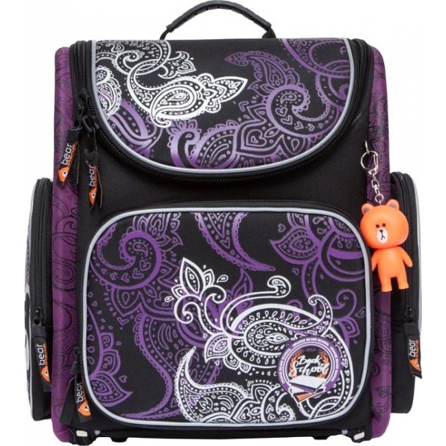Рюкзак Orange Bear SI-16 Цветочные узоры (черный-фиолетовый) - фото №1
