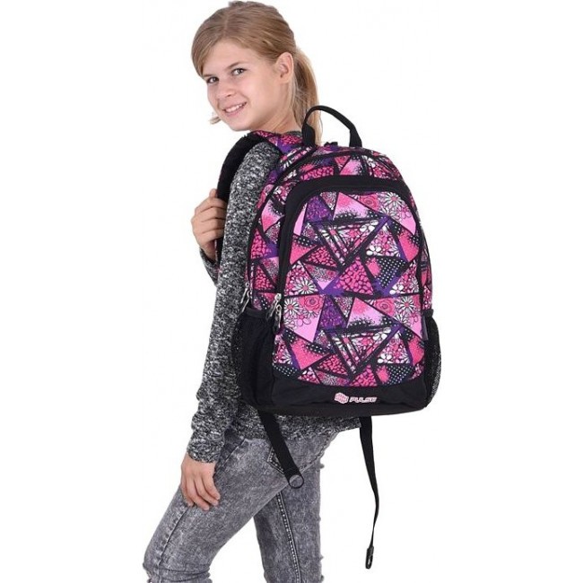 Рюкзак Pulse Cots Цветы в треугольниках (розовый) - фото №5
