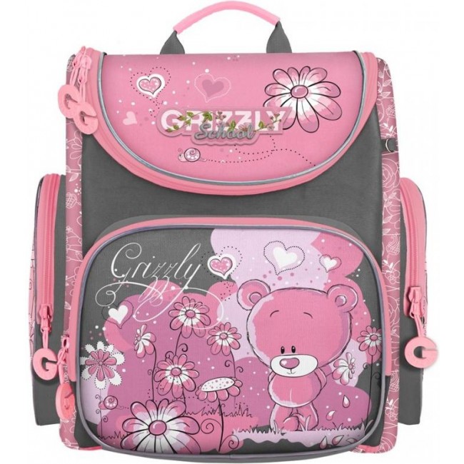 Рюкзак Grizzly RAr-080-11 серо-розовый - фото №1