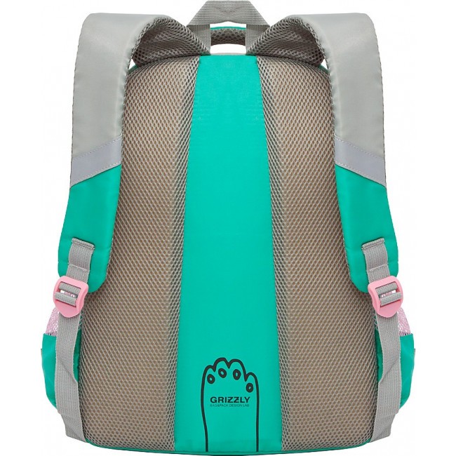 Рюкзак школьный Grizzly RG-167-1 бирюза-светло-серый - фото №3