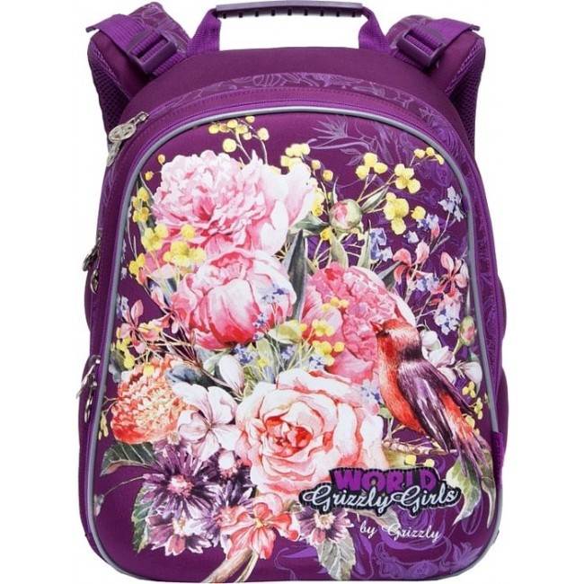 Рюкзак для школы Grizzly RA-779-2 Цветы Фиолетовый - фото №1