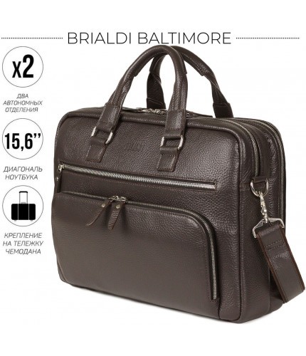 Деловая сумка Brialdi Baltimore Relief brown Коричневый- фото №1