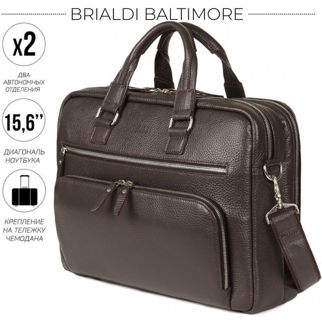 Деловая сумка Brialdi Baltimore Relief brown Коричневый - фото №1