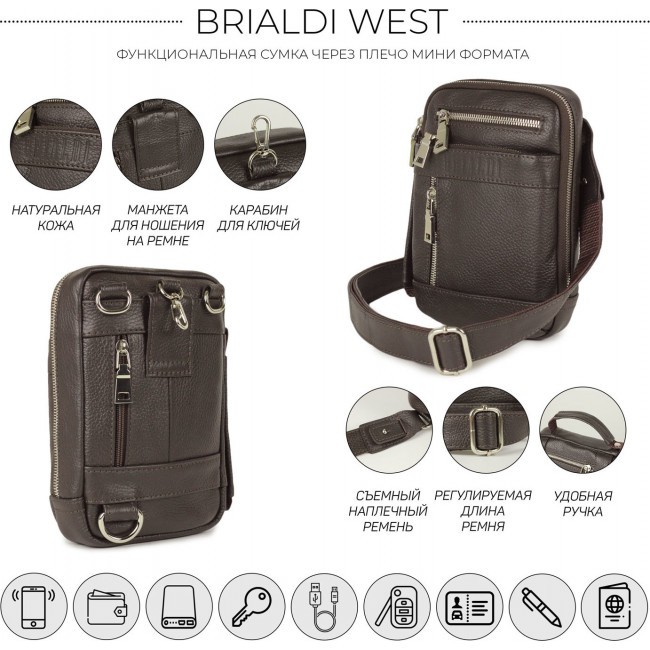 Поясная сумка Brialdi West Коричневый - фото №2