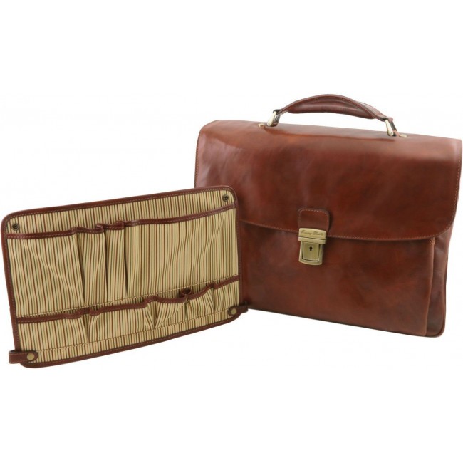 Кожаный портфель для ноутбука Tuscany Leather Alessandria TL141448 Коричневый - фото №8