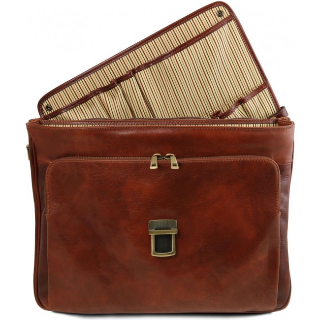 Кожаный портфель для ноутбука Tuscany Leather Alessandria TL141448 Коричневый - фото №9
