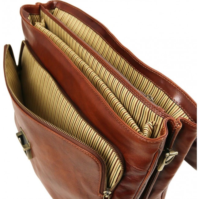Кожаный портфель для ноутбука Tuscany Leather Alessandria TL141448 Коричневый - фото №11