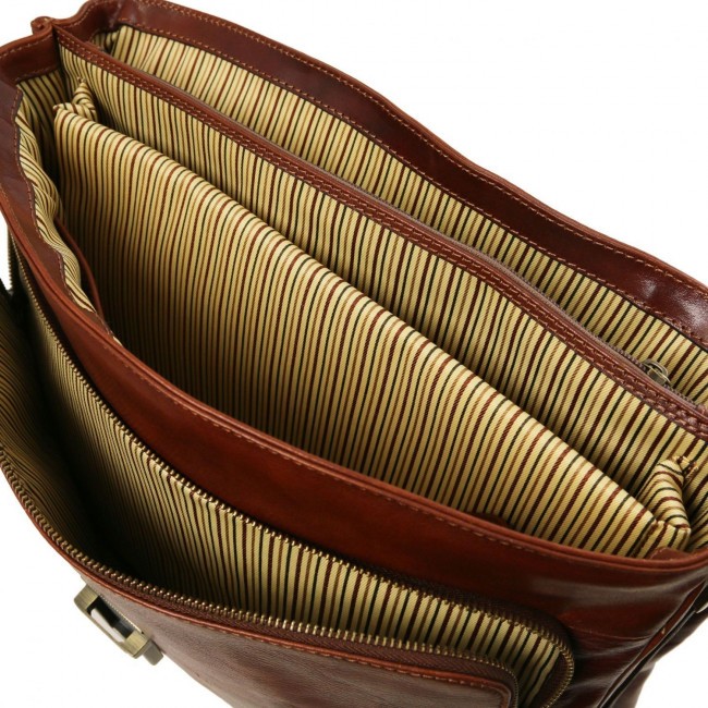 Кожаный портфель для ноутбука Tuscany Leather Alessandria TL141448 Коричневый - фото №12