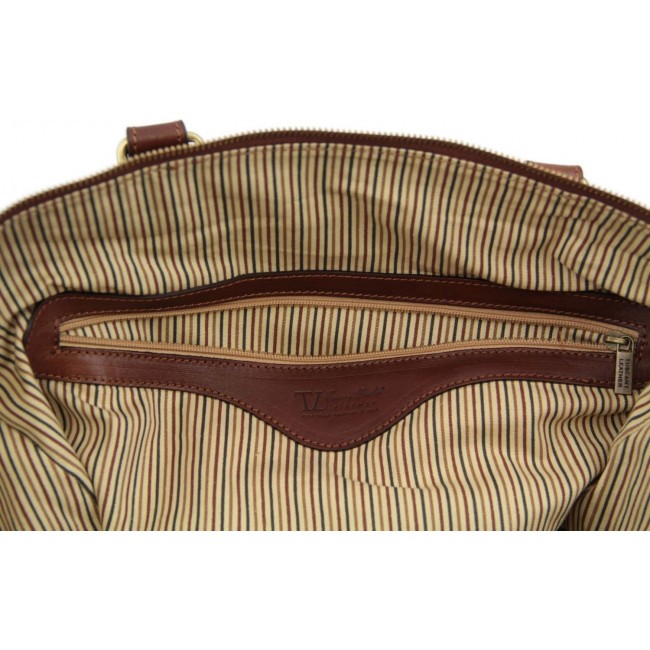 Дорожная кожаная сумка Tuscany Leather Voyager даффл  малый размер TL141216 Черный - фото №4