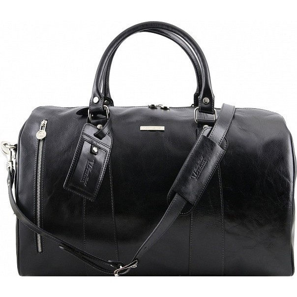 Дорожная кожаная сумка Tuscany Leather Voyager даффл  малый размер TL141216 Черный - фото №1