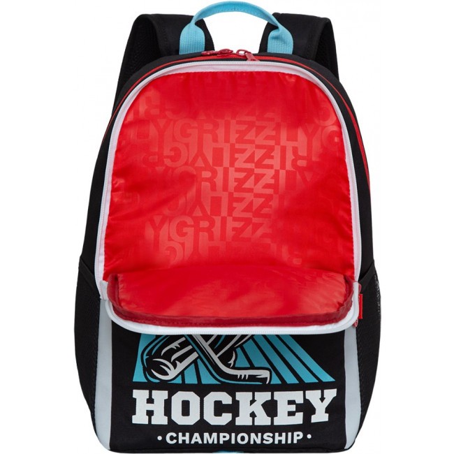 Школьный рюкзак Grizzly RB-151-1 черный-голубой - фото №4