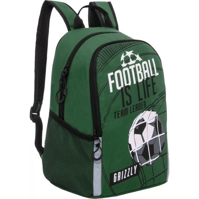 Рюкзак с футболом для мальчика Grizzly RB-863-2 Футбол (зеленый) - фото №2