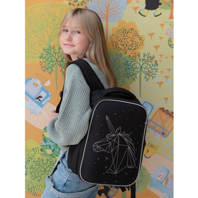 Рюкзак школьный Grizzly RG-165-1 черный - фото №15