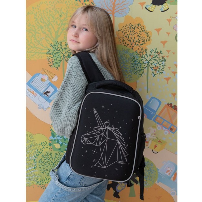 Рюкзак школьный Grizzly RG-165-1 черный - фото №16